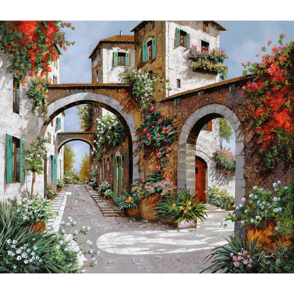 Beautiful oil painting handmade canvas artwork Tre Archi modern art Italian landscapes cottage image for wall decor