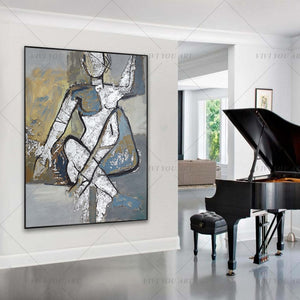 100% Handmade Yellow White Man Nude Wall Modern Abstract Oil Painting on Canvas Hand Painted Beauty Home Decor Picture