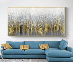 Large Wall Painting On Canvas Handmade Oil Vertical Abstract Art Decorative Pictures For Living Room Wall Decor Painting Golden