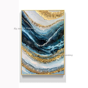 Handmade Beautiful Gold Foil Oil Painting Home Decoration Abstract Landscape On Canvas Hand-painted Wall Art For Room No Framed