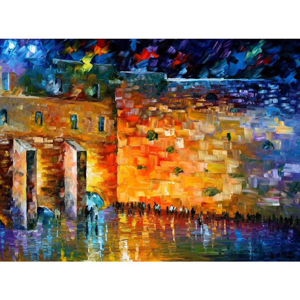 Contemporary art wailing wall knife oil painting canvas beautiful landscape pictures for room decor