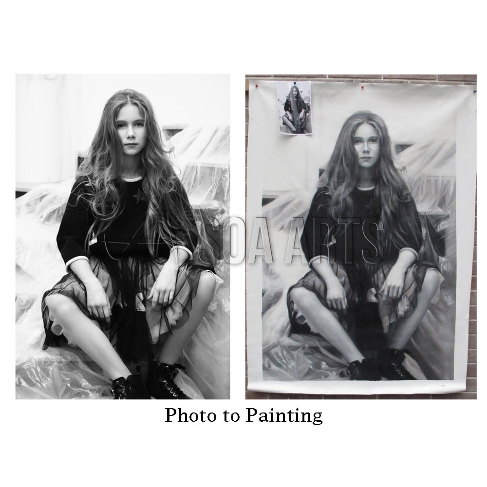 Custom Portrait Oil Painting Hand Painted on Canvas Paint From Photography Decorations for Girlfriend Gifts