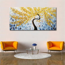 Load image into Gallery viewer, Modern Handpainted Abstract Large Gold Money Tree Flower 3d Oil Painting On Canvas Home Decor Wall Art Picture For Living Room
