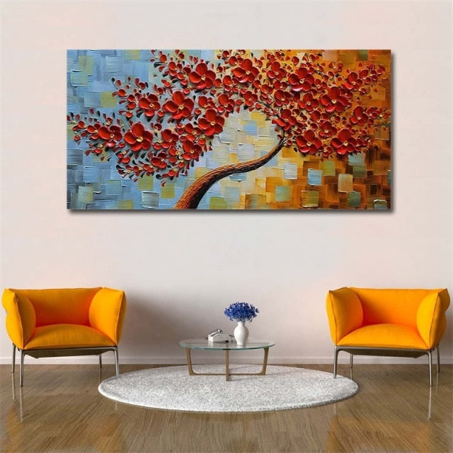 money tree canvas Modern Handpainted Abstract Large Gold Money Tree Flower 3d Oil Painti – SallyHomey Life's Beautiful