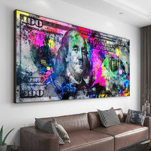 Load image into Gallery viewer, Wall Art Gold Modern Popular Colorful Hundred Money Canvas Painting Quadro Street Art Abstract Poster Wall Picture Home Decor
