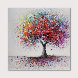 Mintura Oil Painting on Canvas Handmade  Art Hand Painted Acrylic Canva Colorful Tree Wall Art Home Decor Office Decor No Framed