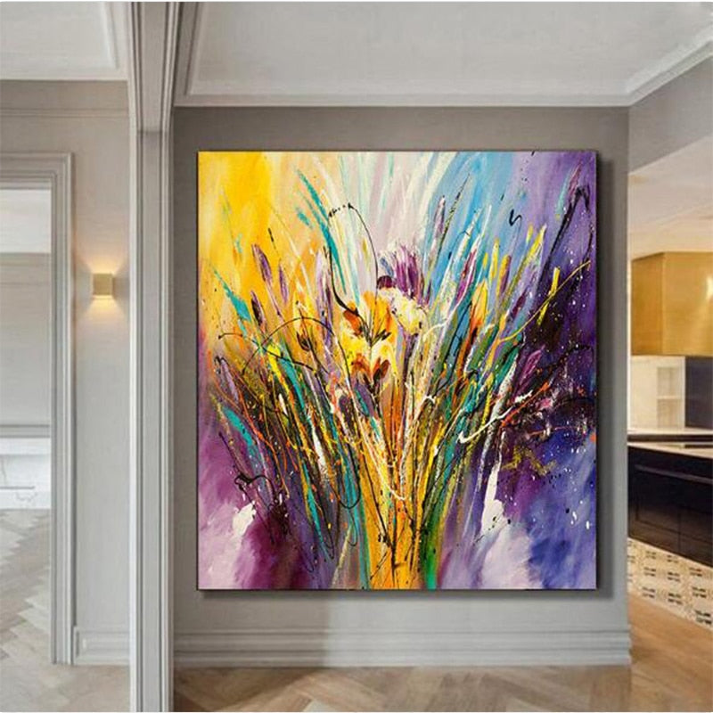 100% Hand Painted Abstract Flower Art Oil Painting On Canvas Wall Art Frameless Picture Decoration For Live Room Home Decor Gift