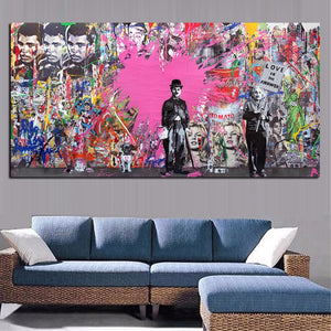 Abstract Street Graffiti Art Portrait Poster and Print Painting Canvas Wall Art Pictures Cuadros for Living Room Home Decoration