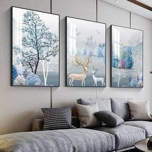 E-BC Unframed Hall decoration painting triptych sofa background wall hanging painting