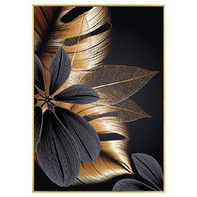 Load image into Gallery viewer, Black Golden Abstract Plant Leaf Canvas Poster Print Modern Home Nordic Decor Wall Art Painting Living Room Decoration Picture
