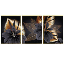 Load image into Gallery viewer, Black Golden Abstract Plant Leaf Canvas Poster Print Modern Home Nordic Decor Wall Art Painting Living Room Decoration Picture