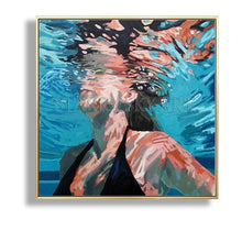 Load image into Gallery viewer, Gifted Artist Hand-painted High Quality Diving Lady Oil Painting on Canvas Beautiful Swimming Girl Oil Painting for Living Room