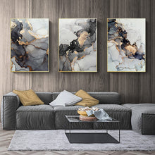 Load image into Gallery viewer, Nordic Print Poster 3 Pcs Gold Black Marble Canvas Poster Modern Abstract Wall Art Painting Wall Pictures for Living Room Decor