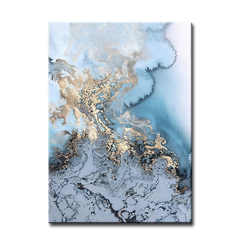 Abstract Blue Color Chinese Style Art OIl Painting Modern Home Wall Decoration Handmade Paintings Canvas Wall Art For Room Decor