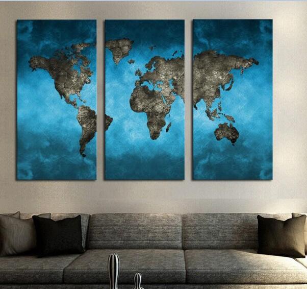 3 PCS Map  HD Printed Painting Picture Modern Oil Painting On Canvas Prints Spray Painting Wall Art Canvas Prints