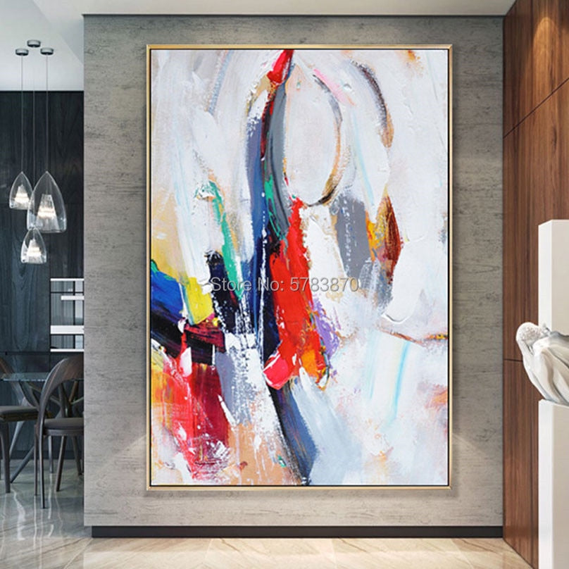 Hand-painted Fashion color Wall Art red Abstract Oil Painting on Canvas modern bright wall picture for Living Room