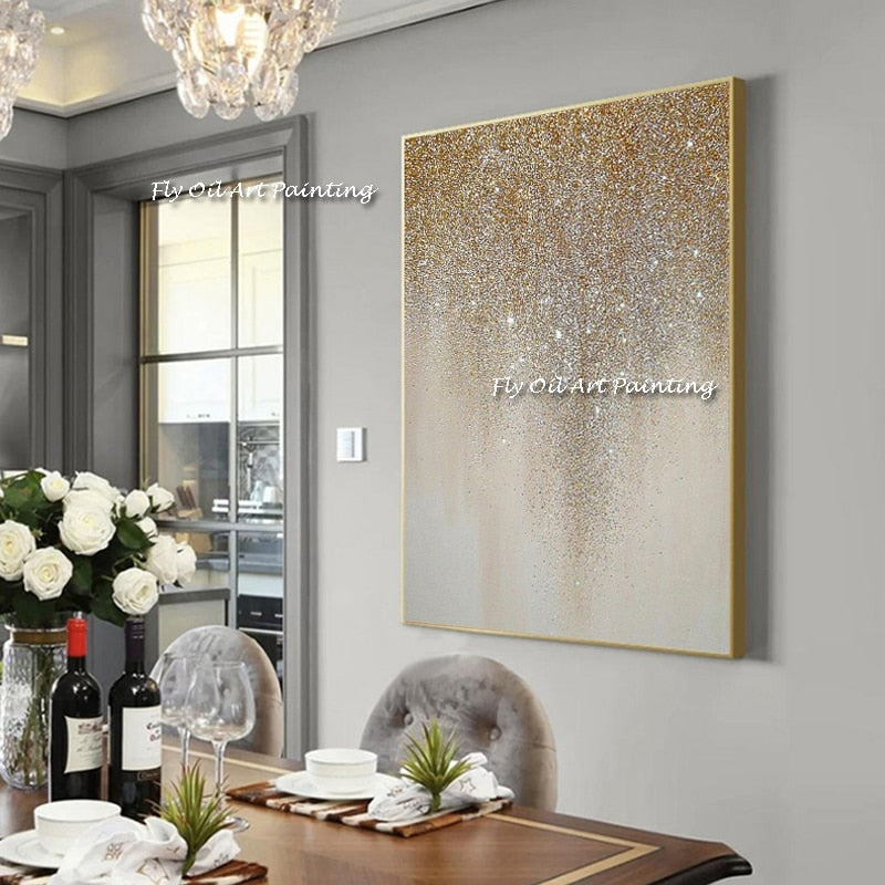 Big Size 100% Handmade Painting Abstract Gold Sliver Painting Nordic Simple Mural Modern Decorative Gold  Wall Decor