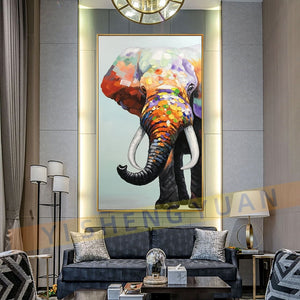 Modern Living Room Wall Decor Elephant Oil Painting Modern Animal Canvas Art Hand Painted Wall Pictures No Framed