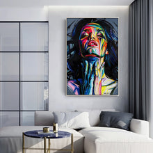 Load image into Gallery viewer, Abstract Portrait oil painting Handmade Francoise Nielly Colorful Palette knife canvas painting art poster decoration salon