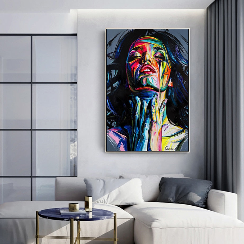 Abstract Portrait oil painting Handmade Francoise Nielly Colorful Palette knife canvas painting art poster decoration salon