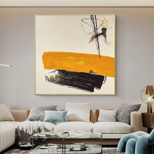 Load image into Gallery viewer, Pure hand-painted oil painting modern abstract hanging painting black and white orange art retro living room large mural