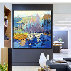 100% Hand Painted Abstract Scenery Art Oil Painting On Canvas Wall Art Frameless Picture Decoration For Living Room Home Decor