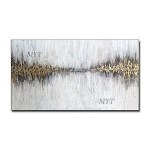 100% hand-painted abstract oil painting on canvas in living room gold modern wedding decorative painting frameless