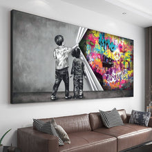 Load image into Gallery viewer, Child Graffiti Abstract Fist Mobile Shackle Wall Art Picture Canvas Decorative Painting Poster Home Decor Living Room Painting