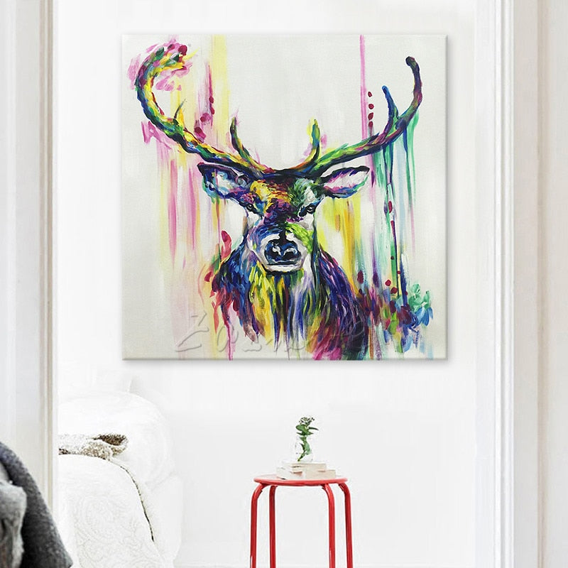 Oil painting On Canvas Wall Pictures Paintings For Living Room Wall Art Canvas Pop art deer  modern abstract hand painted