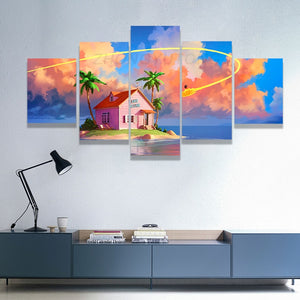 Kame House Anime HD Print Wall Art Wall Contemporary Painting Modular Canvas Poster 5 Pieces