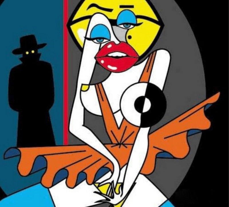 High quality modern handmade painting pop abstract girl  on oil canvas for living room decor and wallpaper