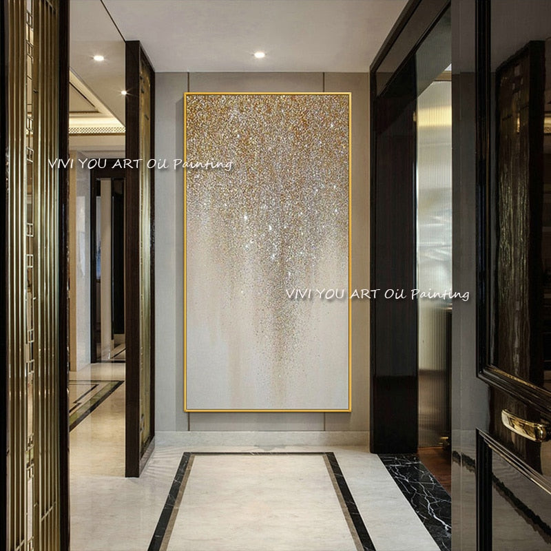 100% Handmade Painting Abstract Hanging Painting Nordic Simple Mural Modern Decorative Gold And Silver Painting Wall Decor