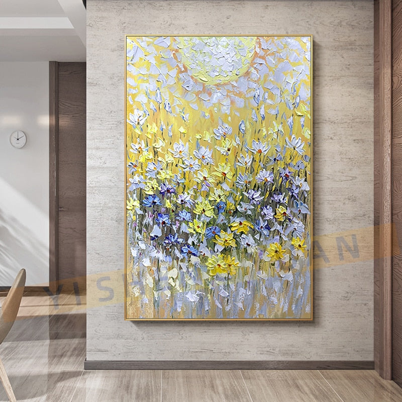Handmade oil painting canvas abstract oil painting modern canvas wall art living room decorative frameless flower painting