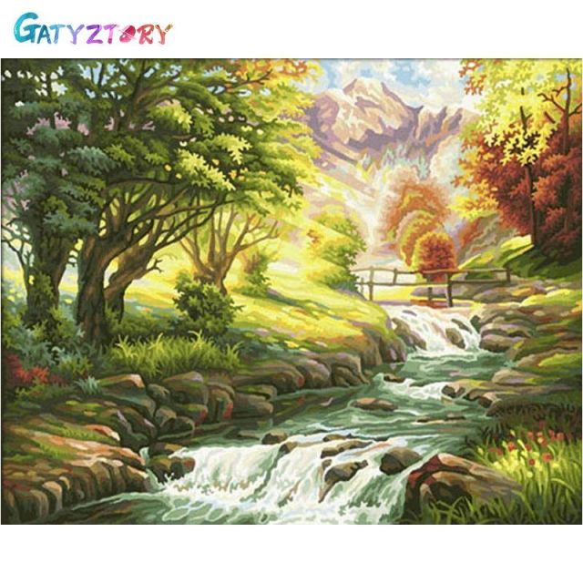 GATYZTORY Painting By Numbers Landscape Canvas Drawing Acrylic Paints Wall Art Home Decor Decorative Frames