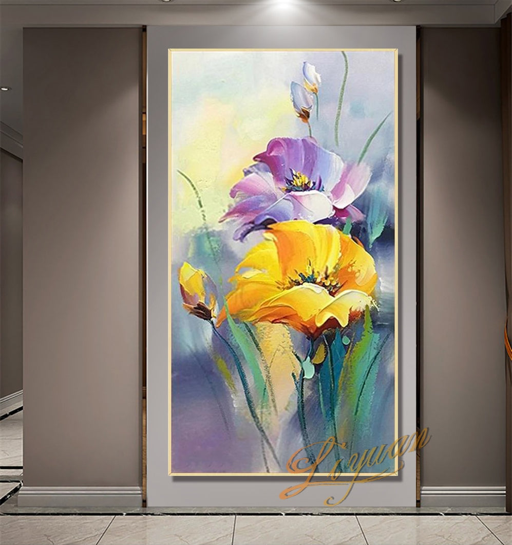 Flowers Abstract Oil Painting Modern Hand-painted Wall Art Living Room Picture Home Decoration Painting No Framed