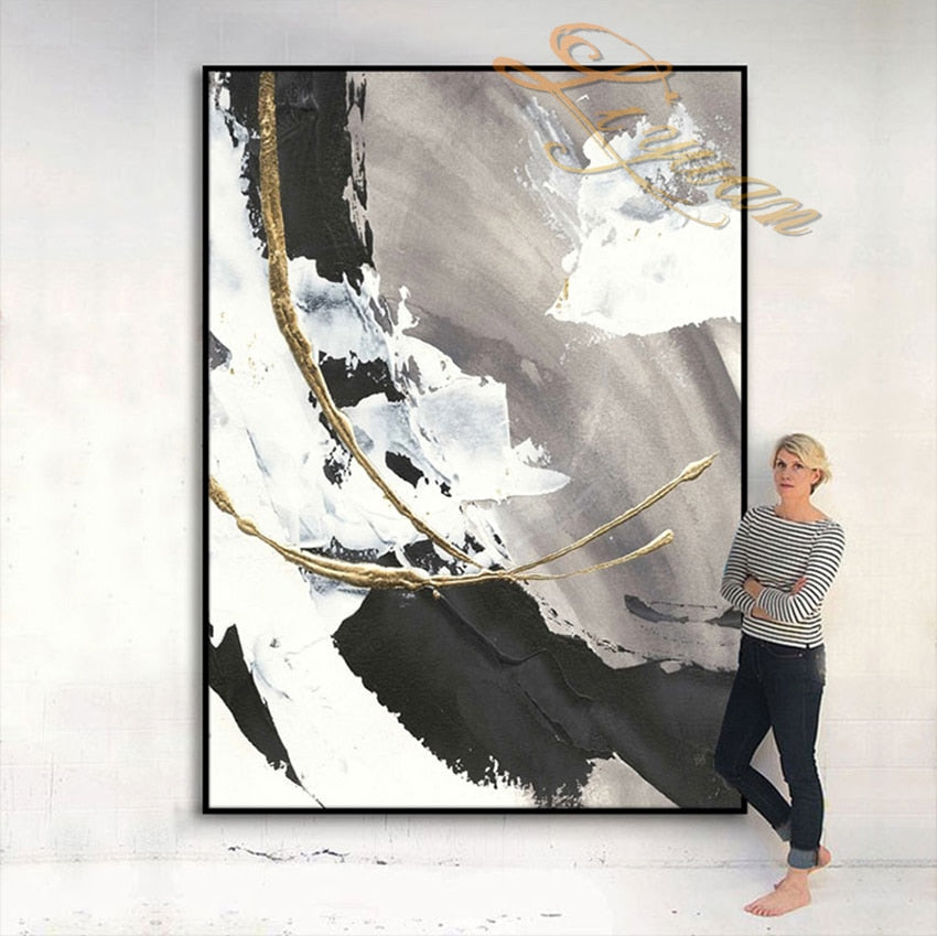 100% Hand-painted Abstract Oil Painting On Canvas In Living Room Gold Modern Wall Art Decorative Painting Frameless