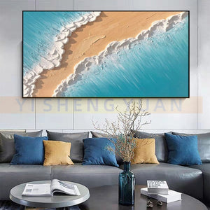 Hand-painted abstract oil painting three-dimensional picture of sea waves living room home decoration paintings canvas paintings