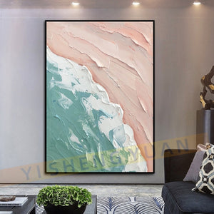 Hand-painted abstract oil painting three-dimensional picture of sea waves living room home decoration paintings canvas paintings