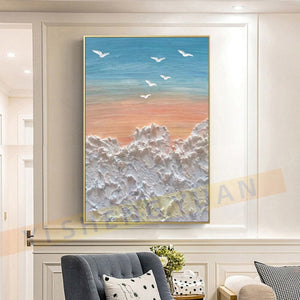 Hand-painted abstract oil painting three-dimensional picture of sea waves living room home decoration paintings canvas paintings
