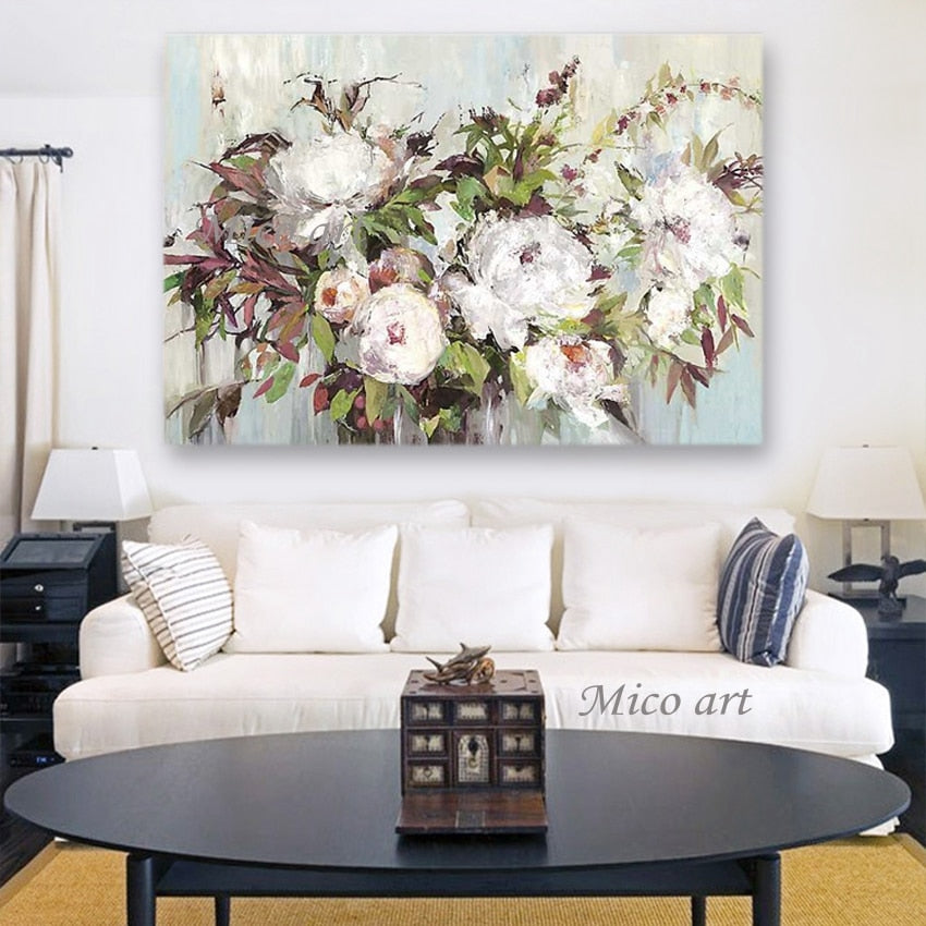 Abstract Canvas Painting Hand Painted Palette Knife Flowers Oil Painting Modern Decor Piece Unframed Floral Pictures Wall Art