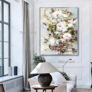 Abstract Canvas Painting Hand Painted Palette Knife Flowers Oil Painting Modern Decor Piece Unframed Floral Pictures Wall Art