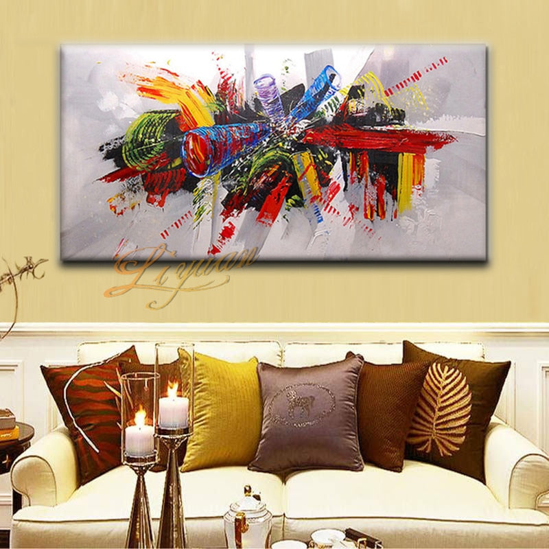 Top fashion hand-painted oil canvas on the color of modern murals living room decorative painting, abstract line art