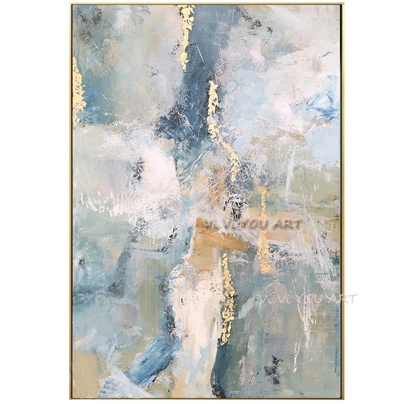 Gold Leaf Picture Art Hand Painted Modern Abstract Oil Painting On Canvas Wall Art For Living Room Home Decoration No Framed