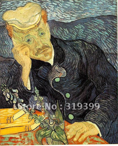 Vincent Van Gogh Oil Painting reproduction on linen canvas,Portrait of Dr.gachet ,100%handmade,Free Shipping