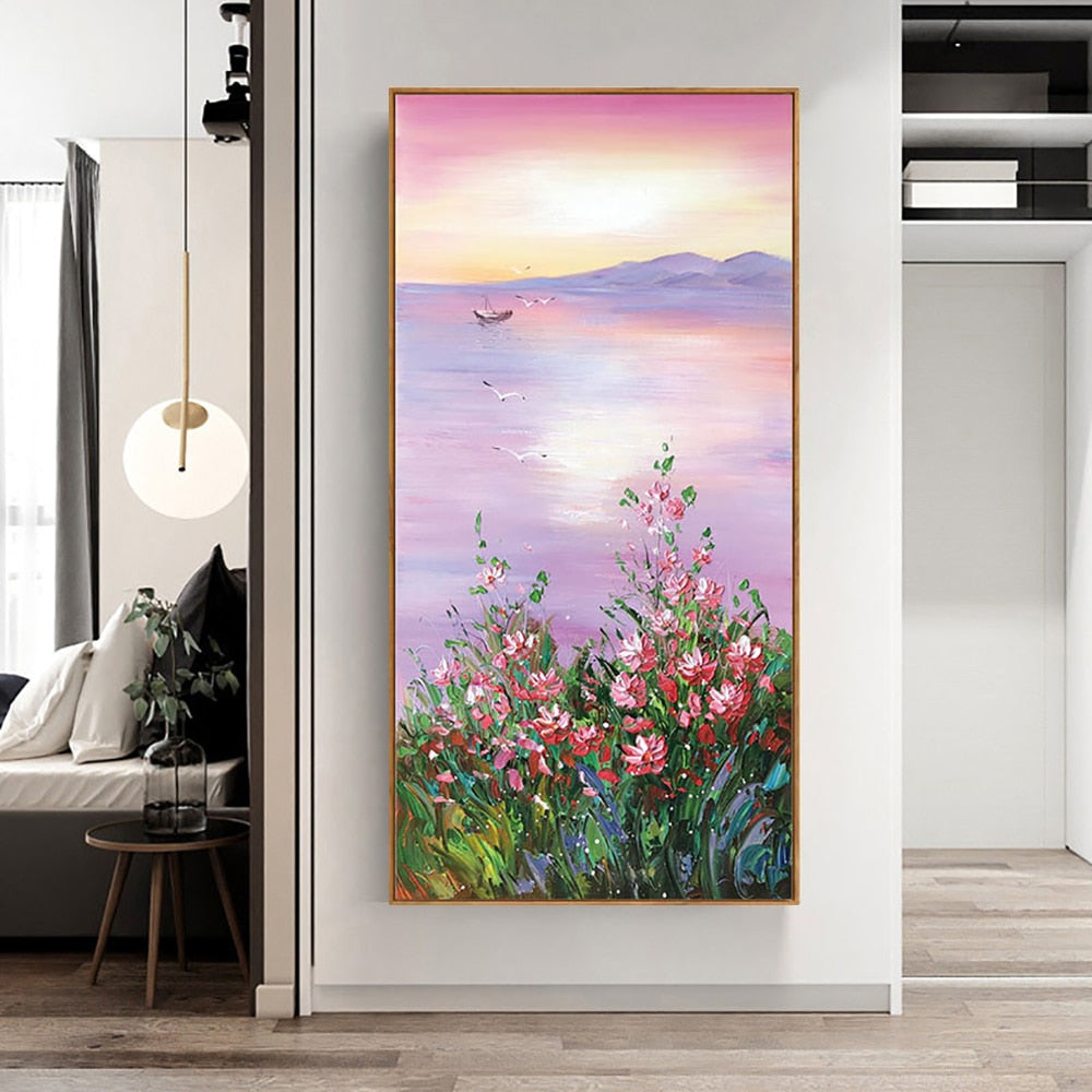 Handmade Landscape Flower Oil Painting On Canvas Wall Art For Home Living Room Bedroom Decoration Mural Hand Painted Paintings