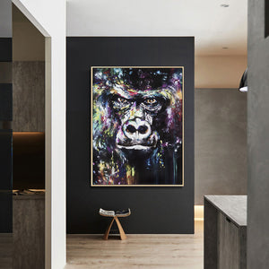 100% Hand Painted Abstract Animal Oil Painting On Canvas Art Handmade Colorful Graffiti Gorilla Oil Painting for Home Wall Decor