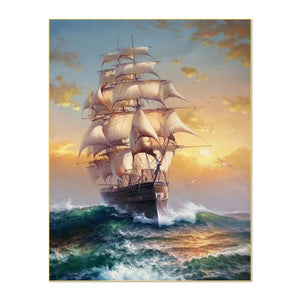 Handmade canvas oil Painting landscape sea boat wall art home decoration room decors