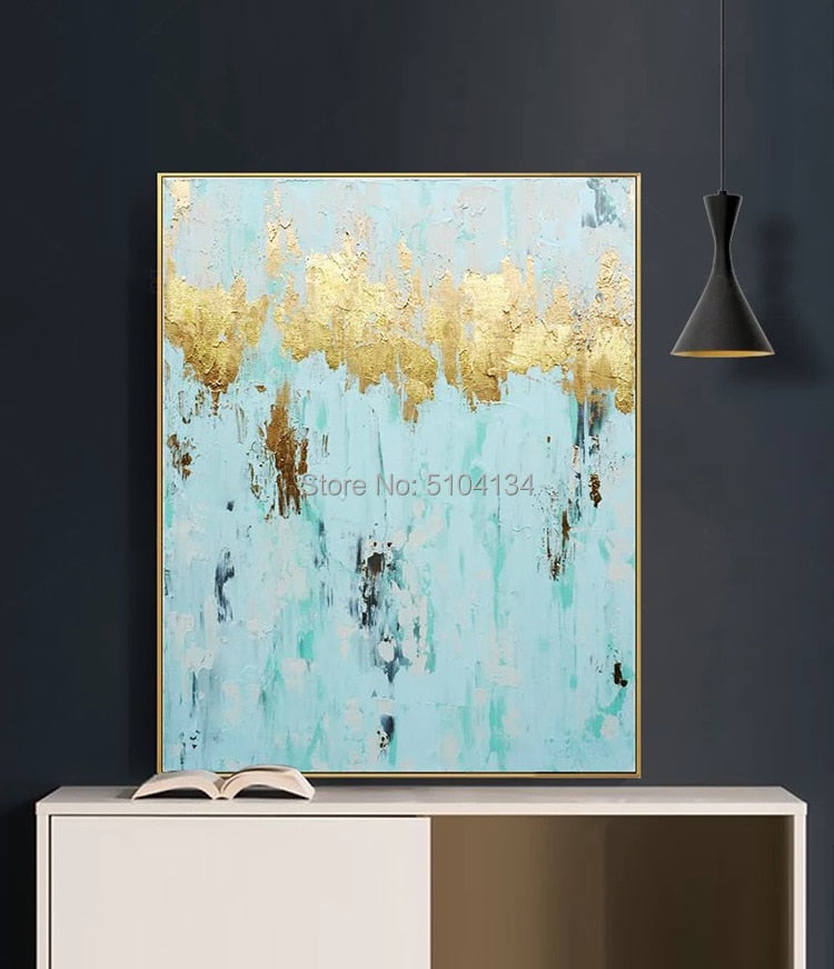 luxury gold foil decorative oilpainting hand-painted abstract gold oil painting modern living room Painting decoration