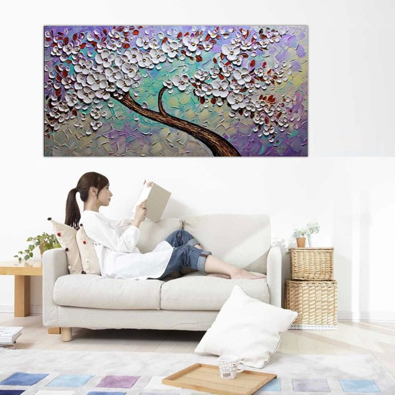 Oil painting Hand painted Home decor High quality knife painting flower pictures    DM182813