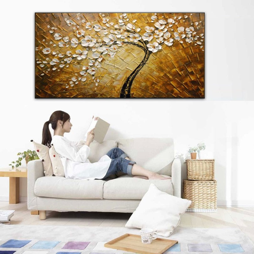 oil painting Hand painted Home decor painting High quality knife painting flower pictures  DM182809